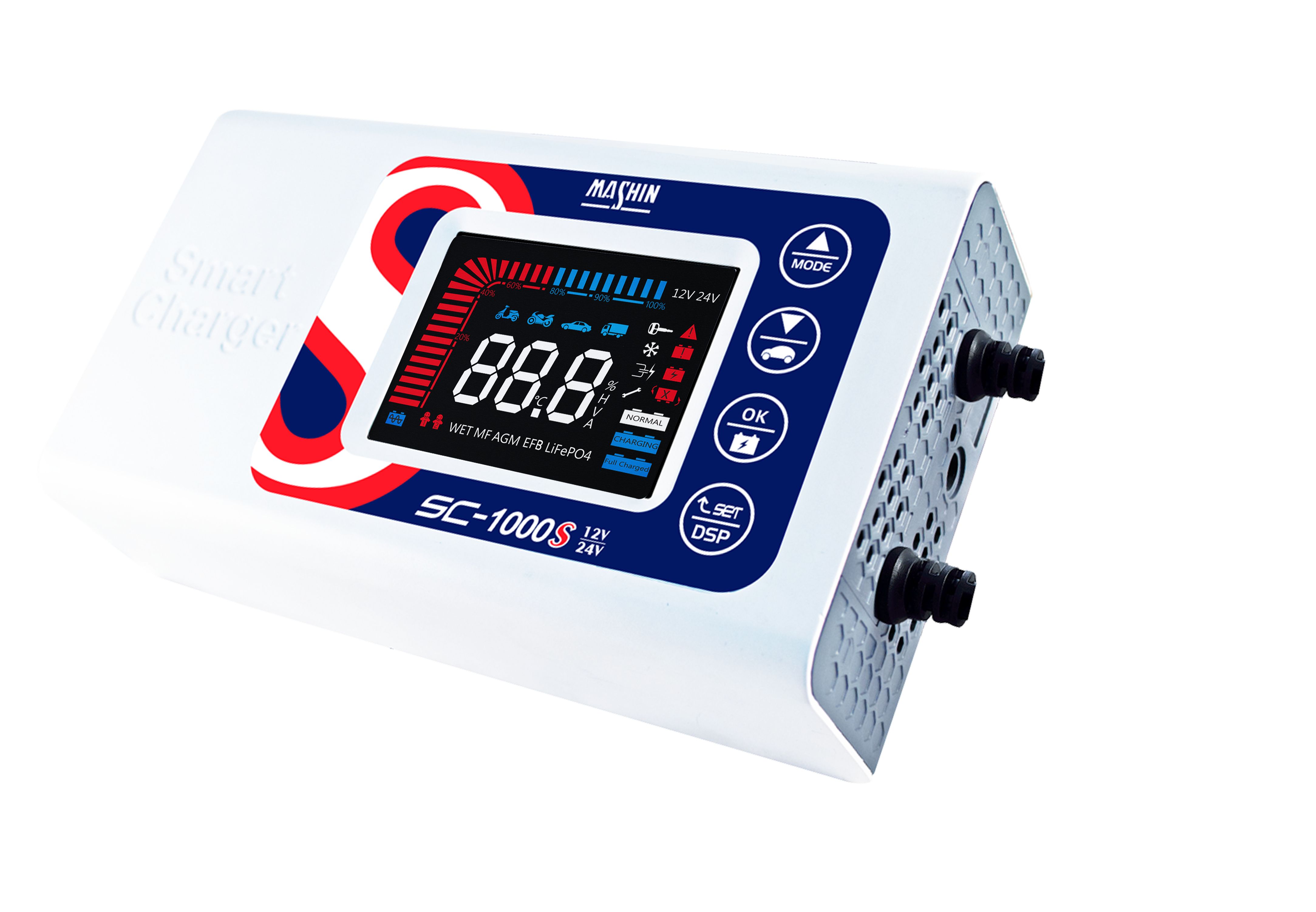 SC-1000S 智慧型 鉛酸/鋰鐵電池 12/24V 雙模充電器